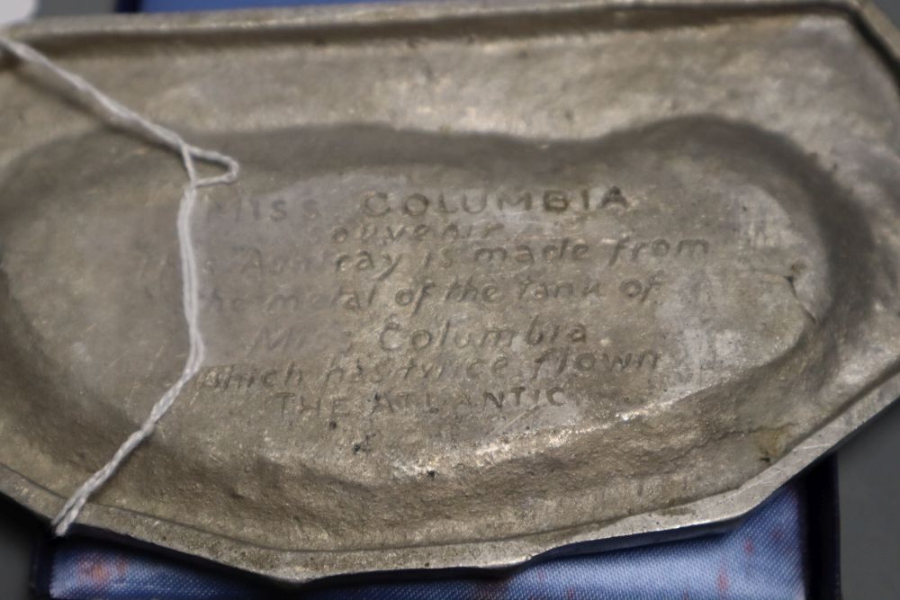 Miscellaneous memorabilia, including a Miss Columbia aluminium ashtray